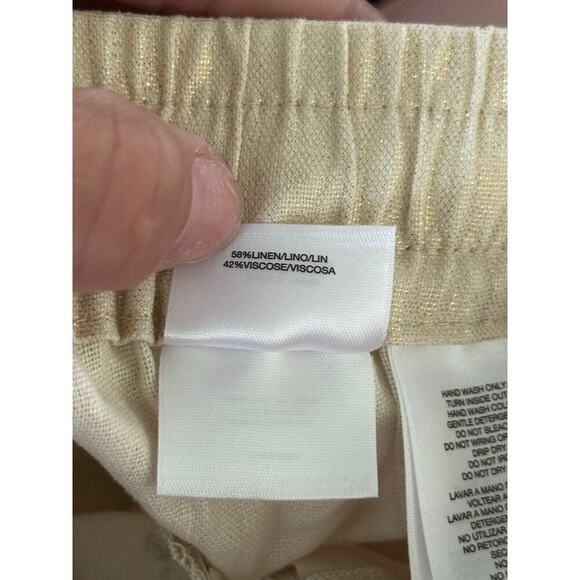 Anne Klein Women's Chalk Gold Linen Blend Trouser Pants Size Medium - Picture 9 of 11